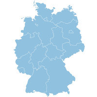 Karte mit Umrissen Deutschlands und der Bundesländer